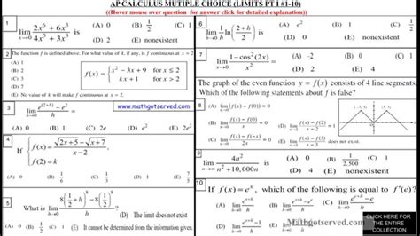 calculus ab practice questions